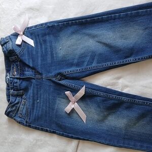 Cat & Jack Dark Blue Skinny Jeans with Light Pink Bows